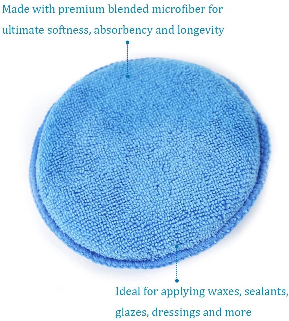 Microfiber wax applicator with finger pocket for wax foam sponges