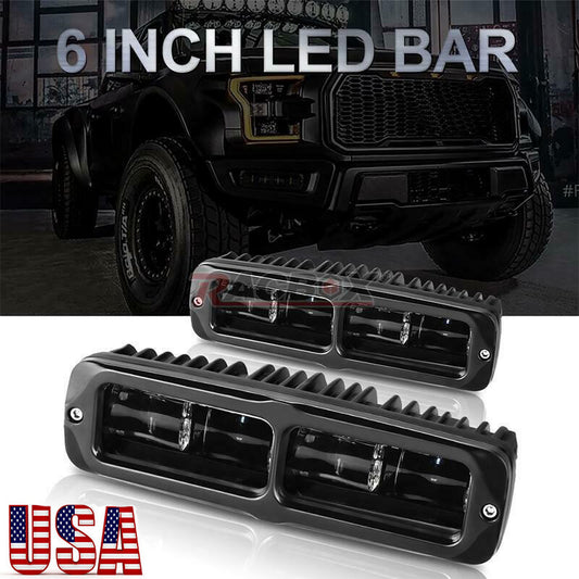 2X 6inch 6D LED Driving Work Light Bar Flood Spot White Offroad ATV SUV Fog Pods