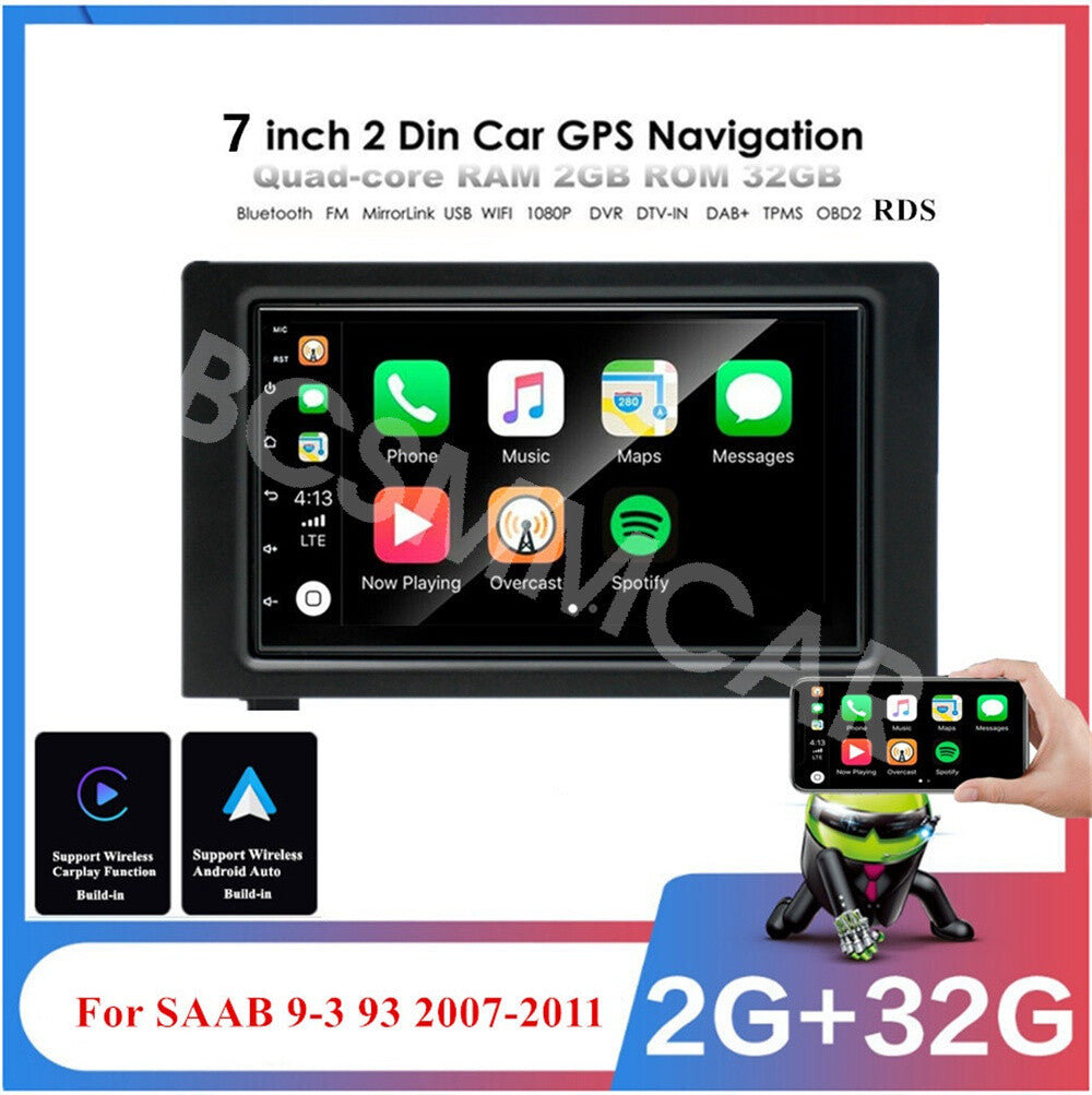 For Apple Carplay Touch Screen Car Stereo Radio Fit for Saab 9-3 93 2007-2011
