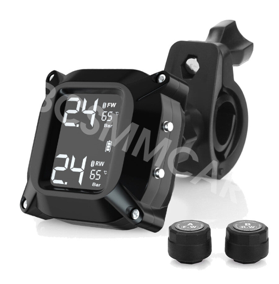 2 External Sensors TPMS Tire Pressure Monitoring System For Motorcycle W/Bracket