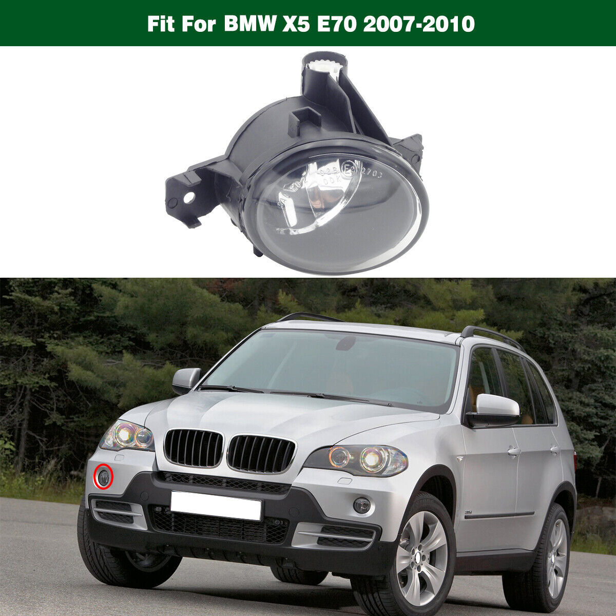 1Pcs Right Front Bumper Fog Driving Light Lamp Clear for BMW X5 E70 2007-2010