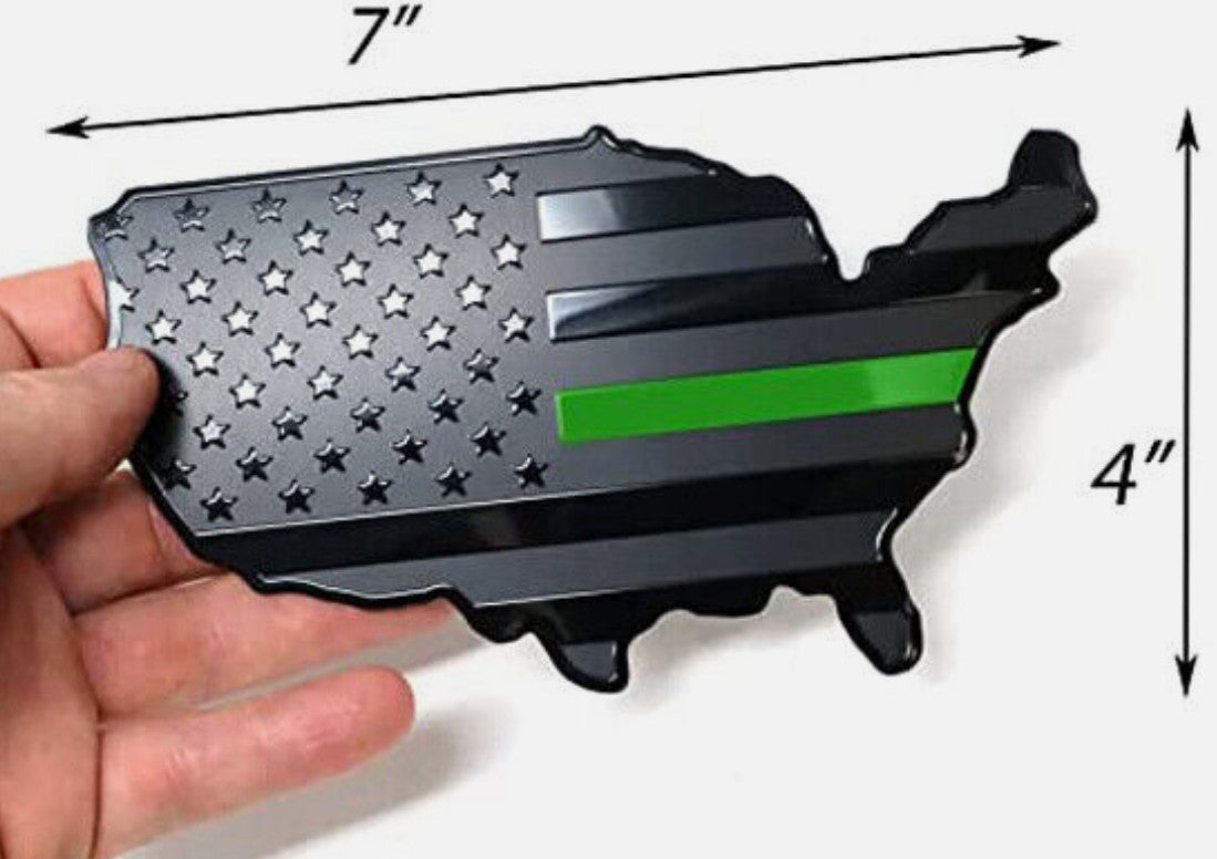 Car side fender rear trunk badge black and green American flag map for Chevrolet