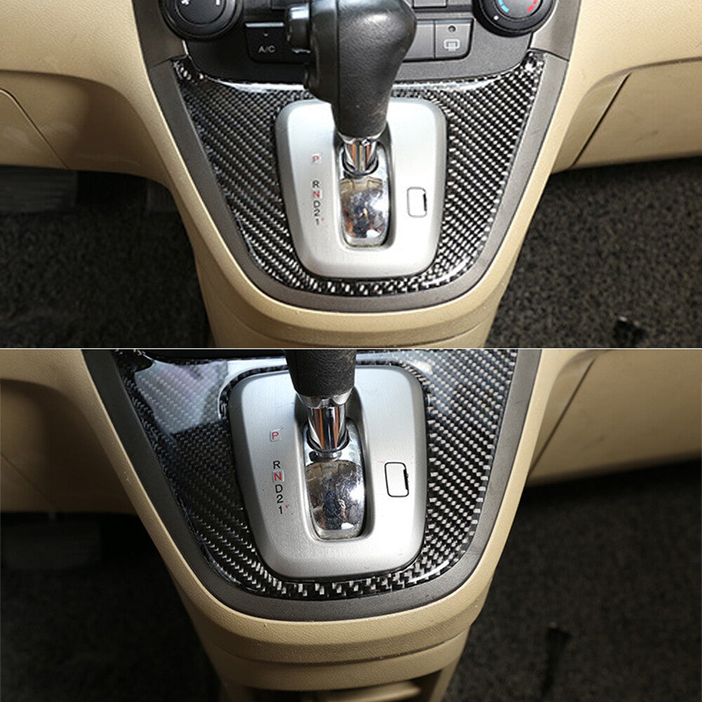 Carbon Fiber Central Control Gear Shift Box Cover Fit for Honda CR-V CRV 2007-11
