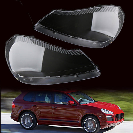 Pair Headlight Lens Cover Clear Shell Plastic for Porsche for Cayenne 2008 2009 2010