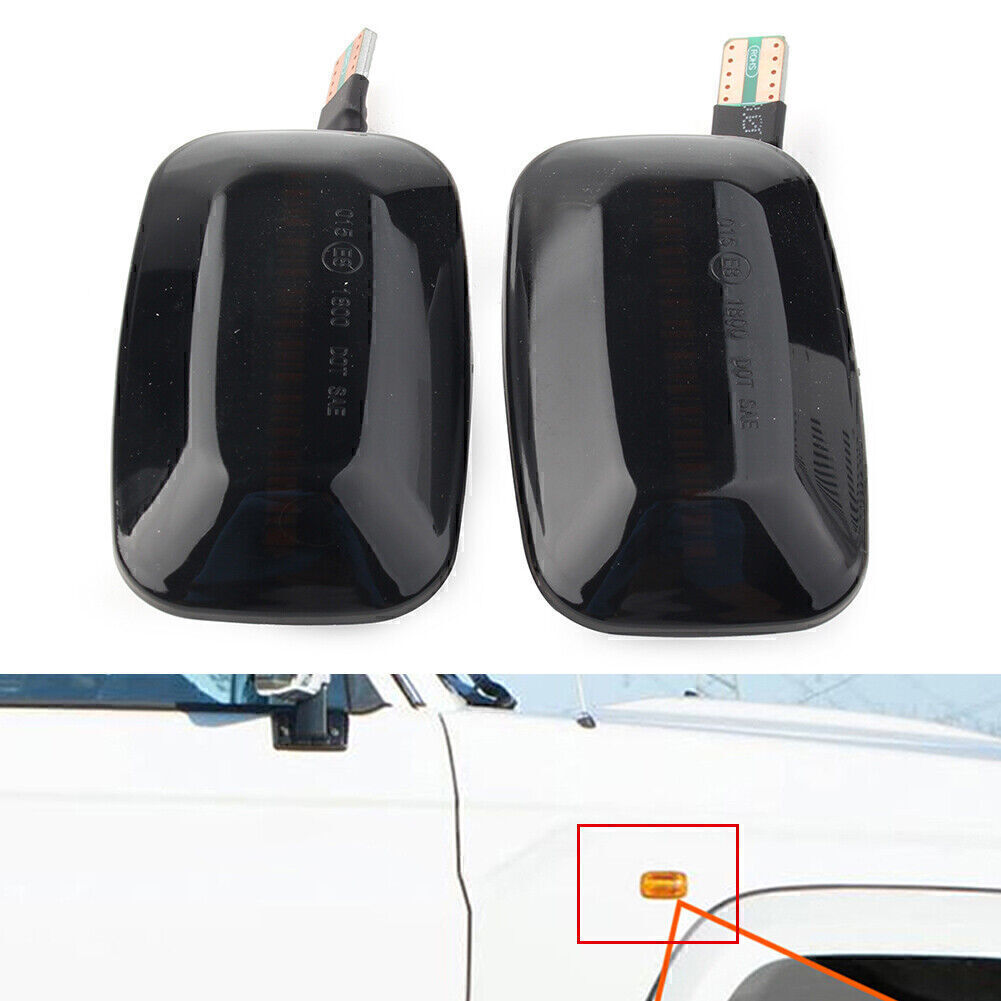 Dynamic Amber LED Sequential Side Marker Light Fit for Toyota for Land Cruiser Black