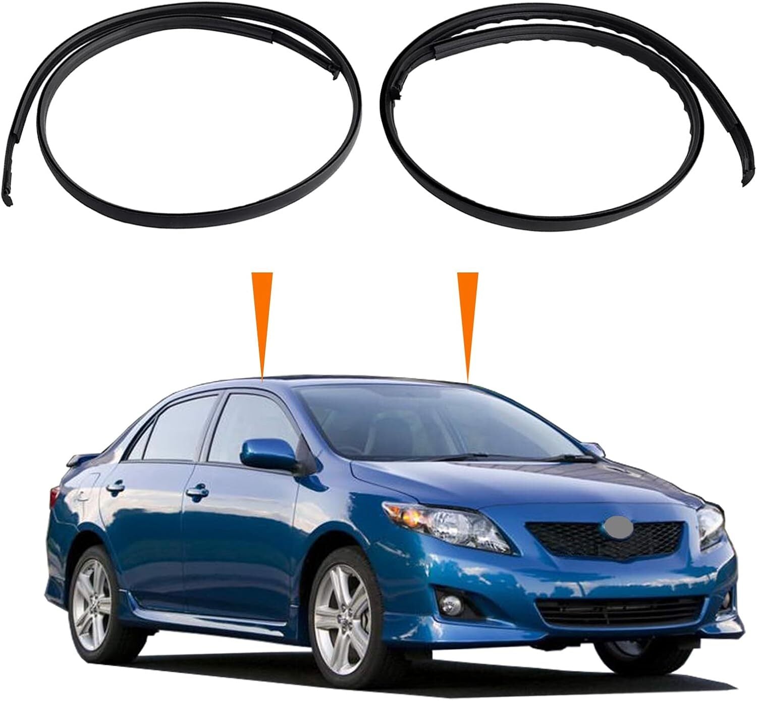 2 for 2009-2013 for Toyota for Corolla Left & Right Roof Trim Seal Replace 75555-02110