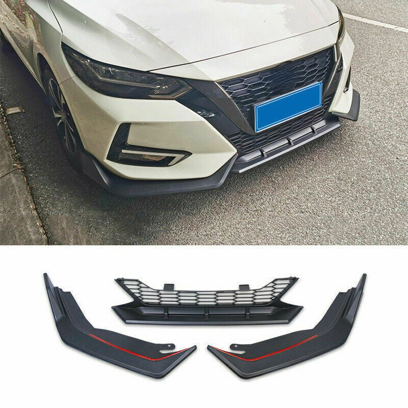 for Nissan Sentra Sylphy 2020-2023 Matt Black Front Bumper Lip Spoiler Bodykit