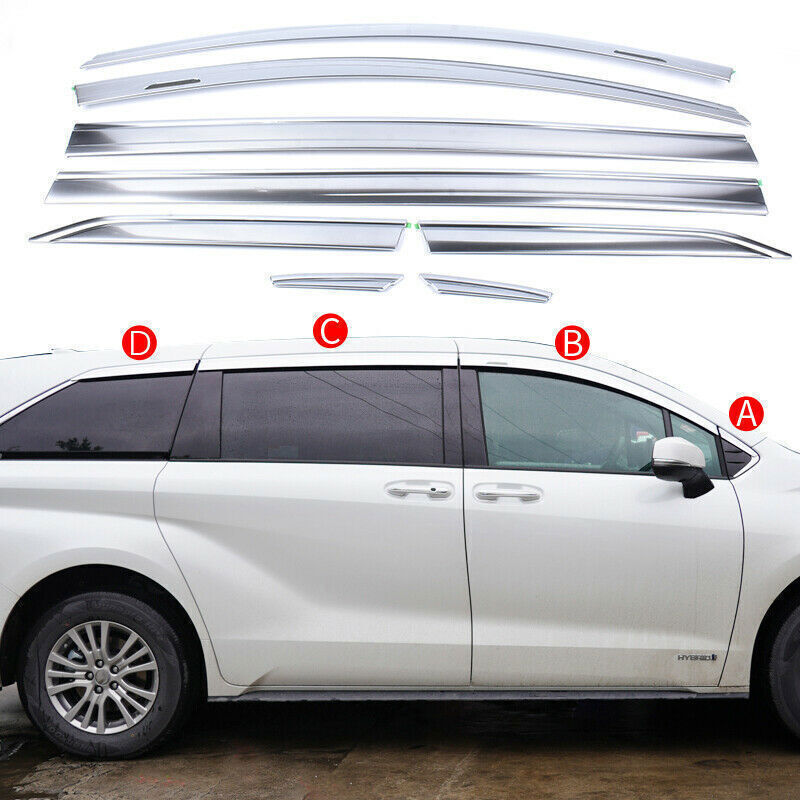 for Toyota for Sienna 2021-24 ABS Chrome Window Visor Vent Shades Sun Rain Guard 8X