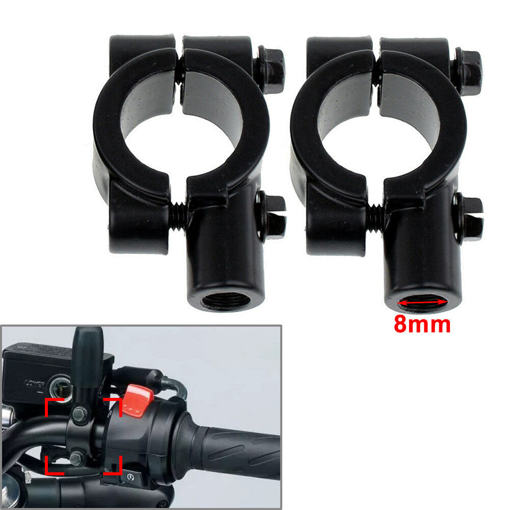 22MM M8 8mm Motorrad Lenker Spiegelhalterung Klemmadapter Schwarz Paar