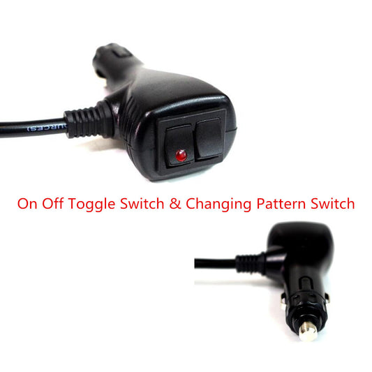 10 ft Car Cigarette Lighter Socket Plug w/Changing Pattern On Off Toggle Switch