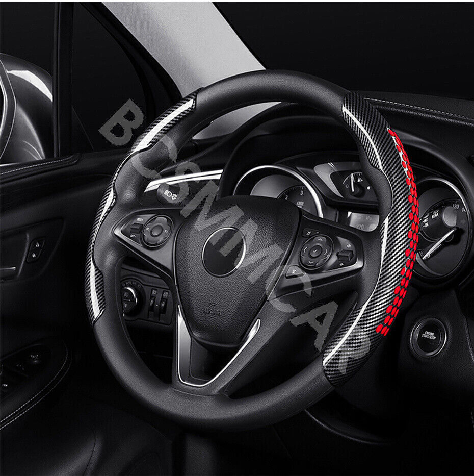 2PCS Carbon Fiber Look Car Steering Wheel Booster Cover Non-Slip Accessories