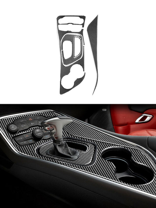 4Pcs Gear Shift Trim Cover Decor Carbon Fiber for Dodge for Challenger 2015-2020