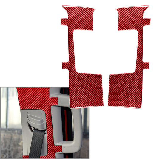 Car for Seat Belt Panel Cover Trim Carbon Fiber for Toyota Tundra 2014-2021 Red 2PCS