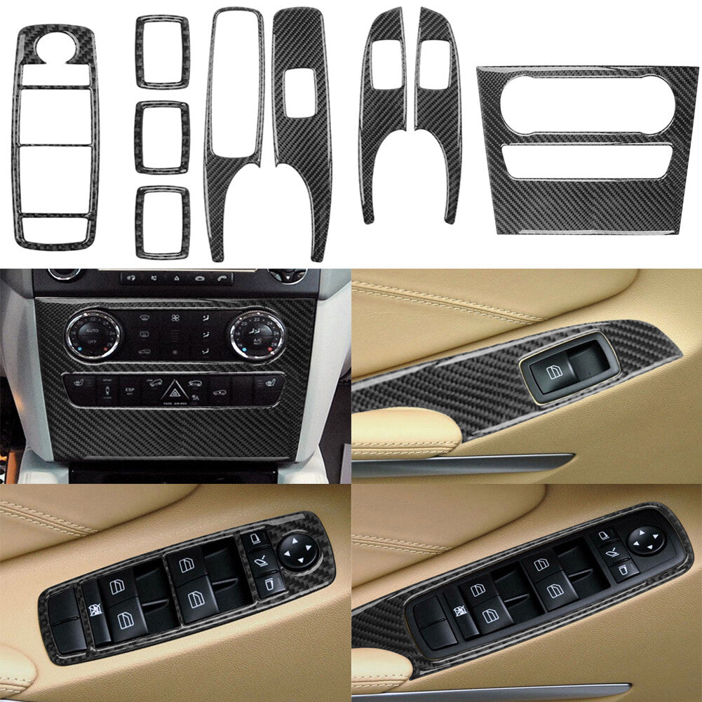 9Pcs Interior Decor Set Cover Trim Carbon Fiber for Mercedes M Class 2006-2011