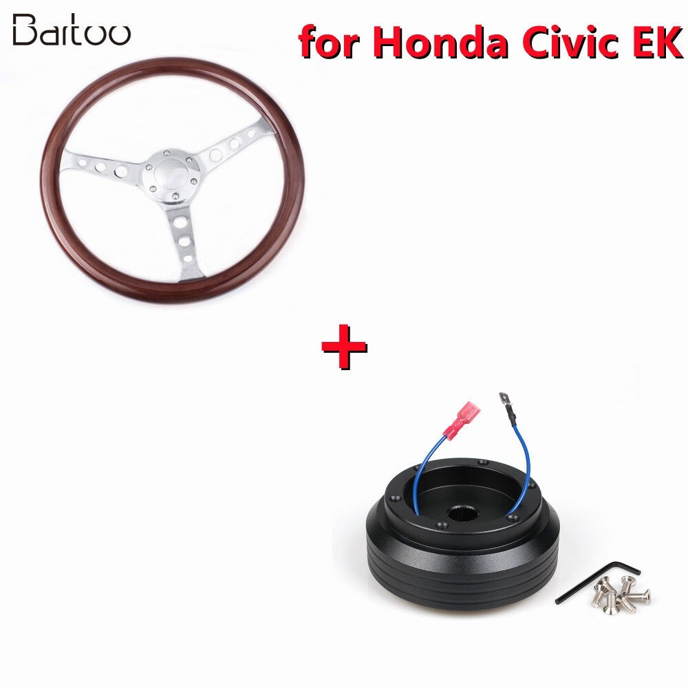 15 Wood Steering Wheel with Horn Button+Hub Adapter For EK