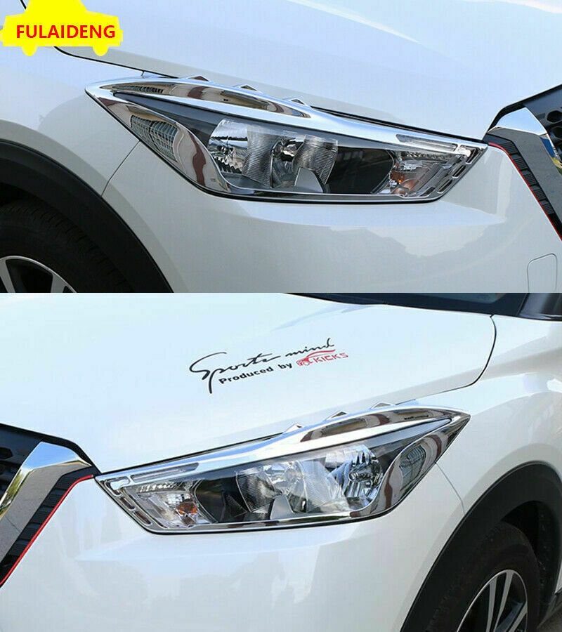 for Nissan Kicks 2017-2020 ABS Chrome Front Car Head Light Lamp Cover Trim Frame