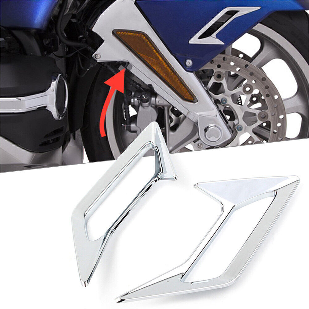 Chrome Front Fender Vent Trim Accent Air Intake Cover Cap Decal for Honda GL1800
