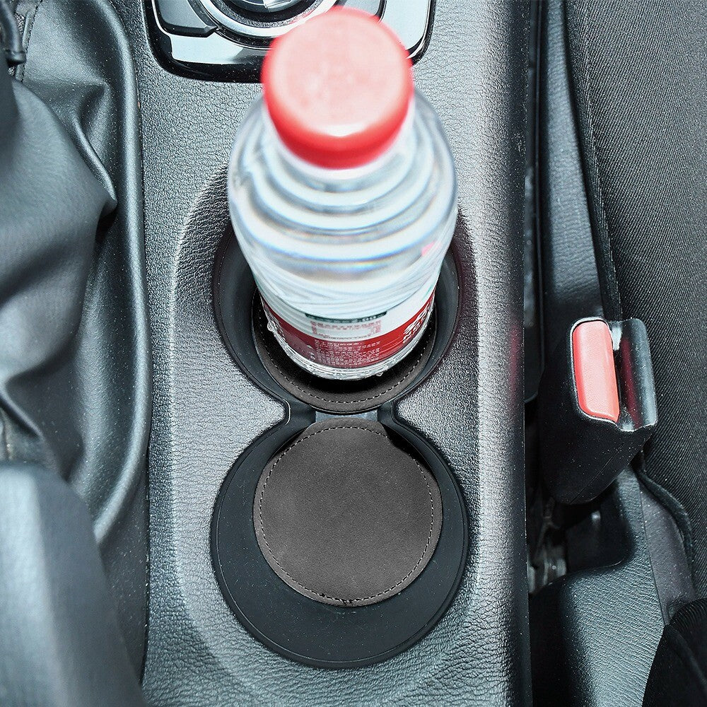 4x Car Coasters 7.5cm Suede Car Coasters Universal Car Drink Cup Mat Grey