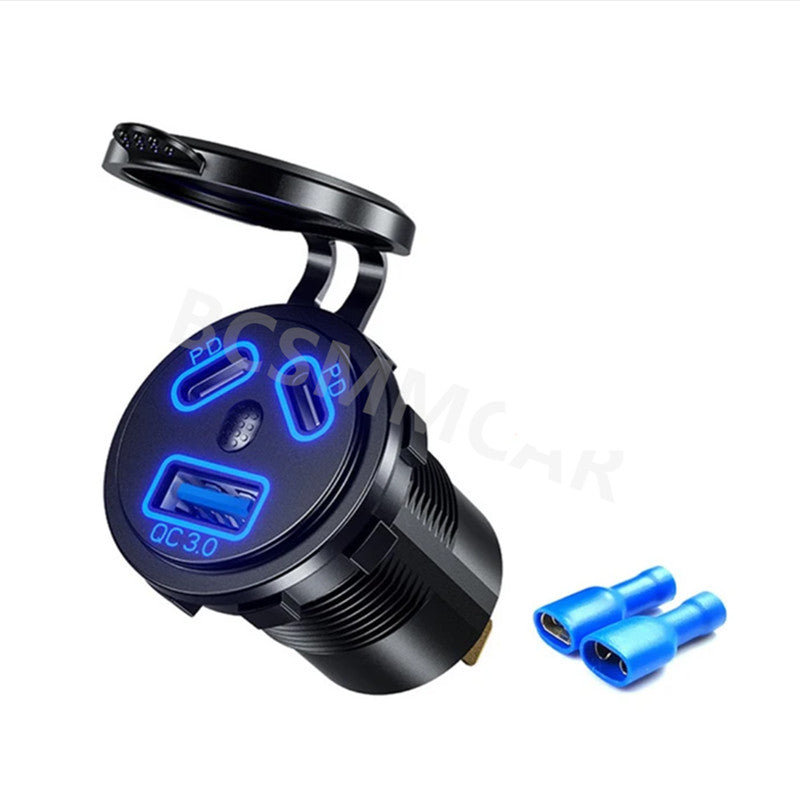 USB Type-C Car Charger Socket Power Outlet Phone Quick Charge Adapter Waterproof