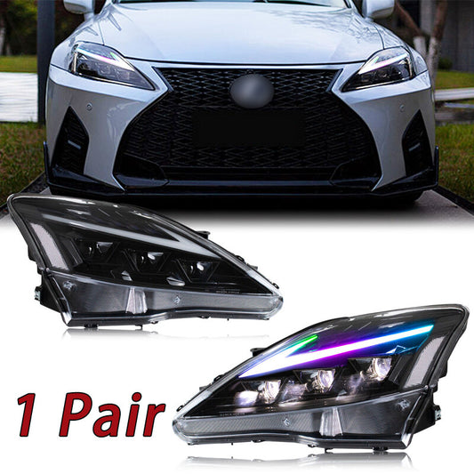 for Lexus IS250 IS350 ISF 2006 - 2013 Animated LED RGB Headlights