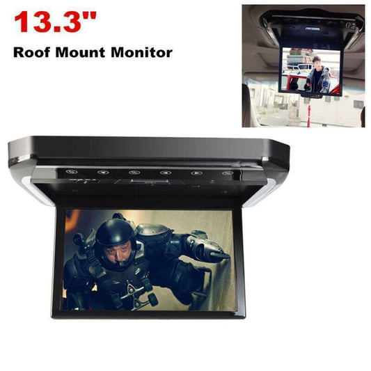 13.3 Screen HD Car Roof Mount Flip Down MP5 Monitor Overhead Video FM Player