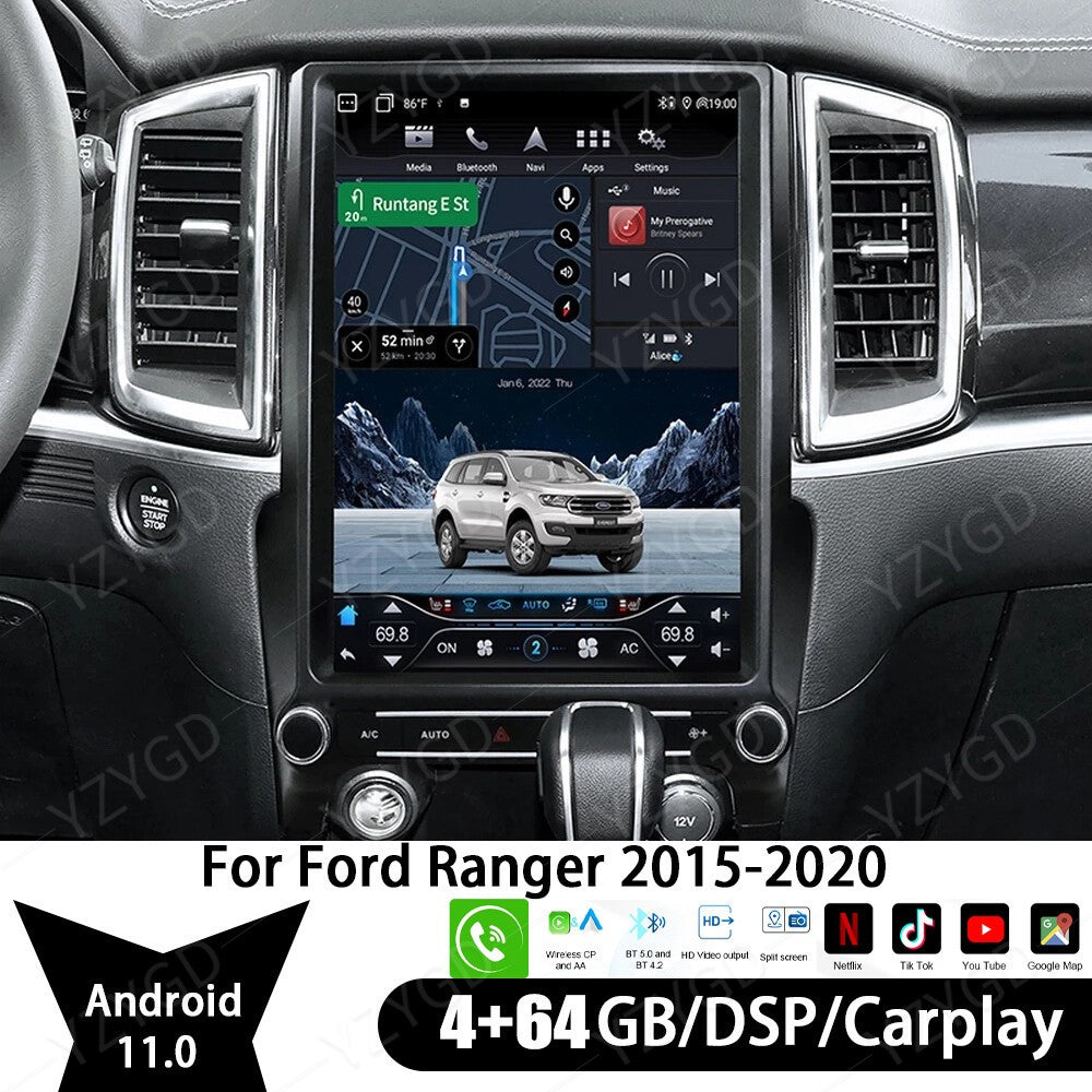 12.1 Carplay for Ford Everest Ranger 2016-2021 RHD Stereo Android Car Radio GPS