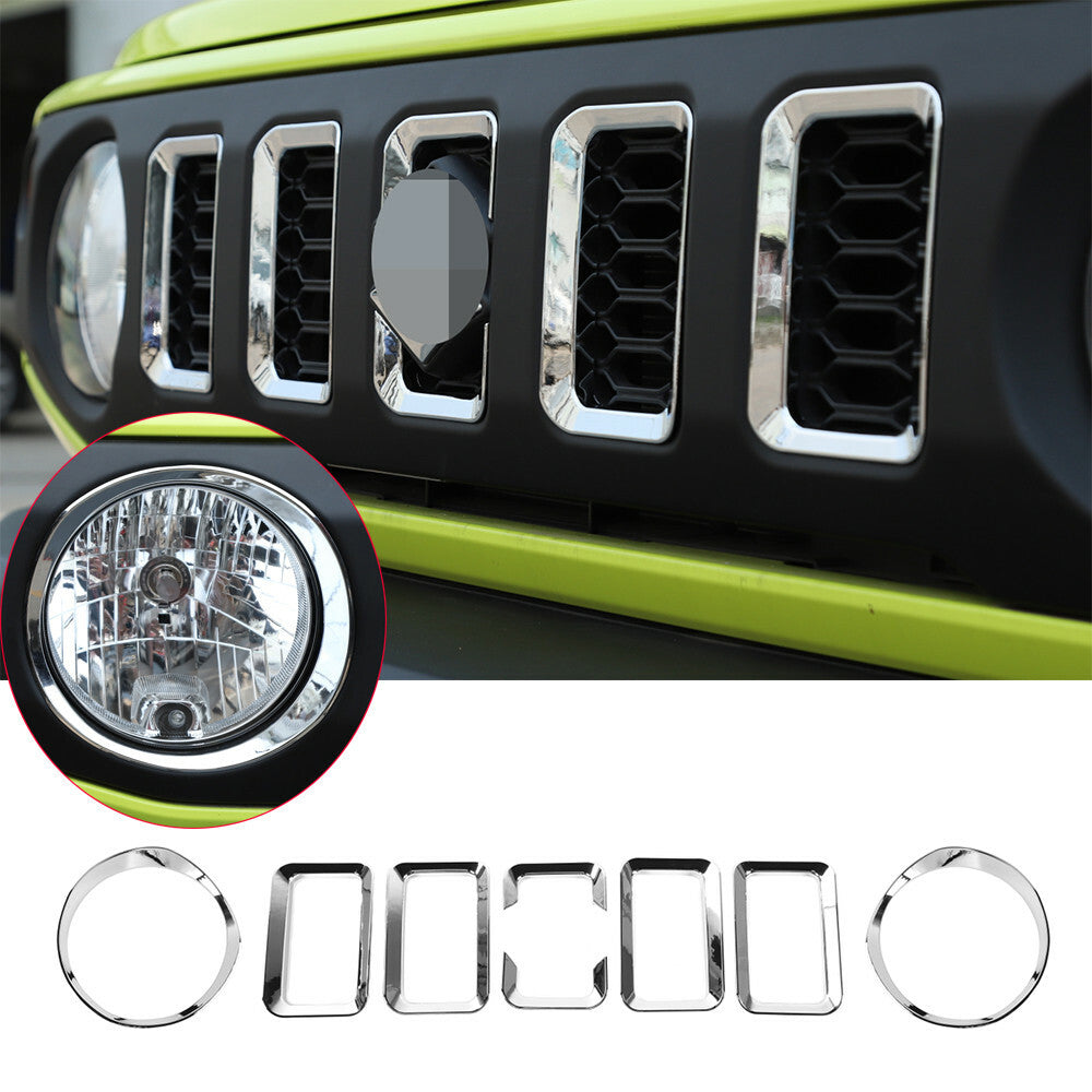 8¡ÁChrome ABS Front Headlight  Grille Grill Inserts Cover for Suzuki for Jimny 2019+