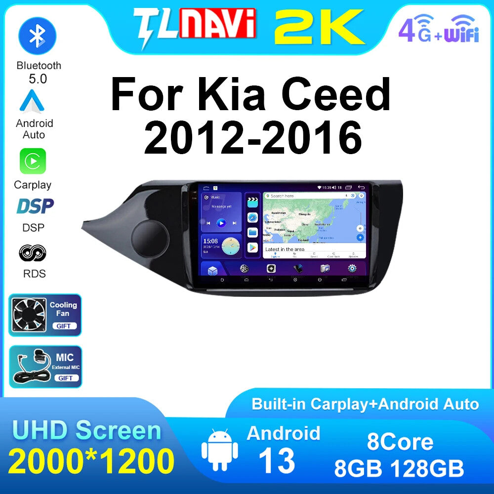 Auto Car Radio CarPlay for Kia Ceed 2012-2016 Multimedia Video Player GPS Screen