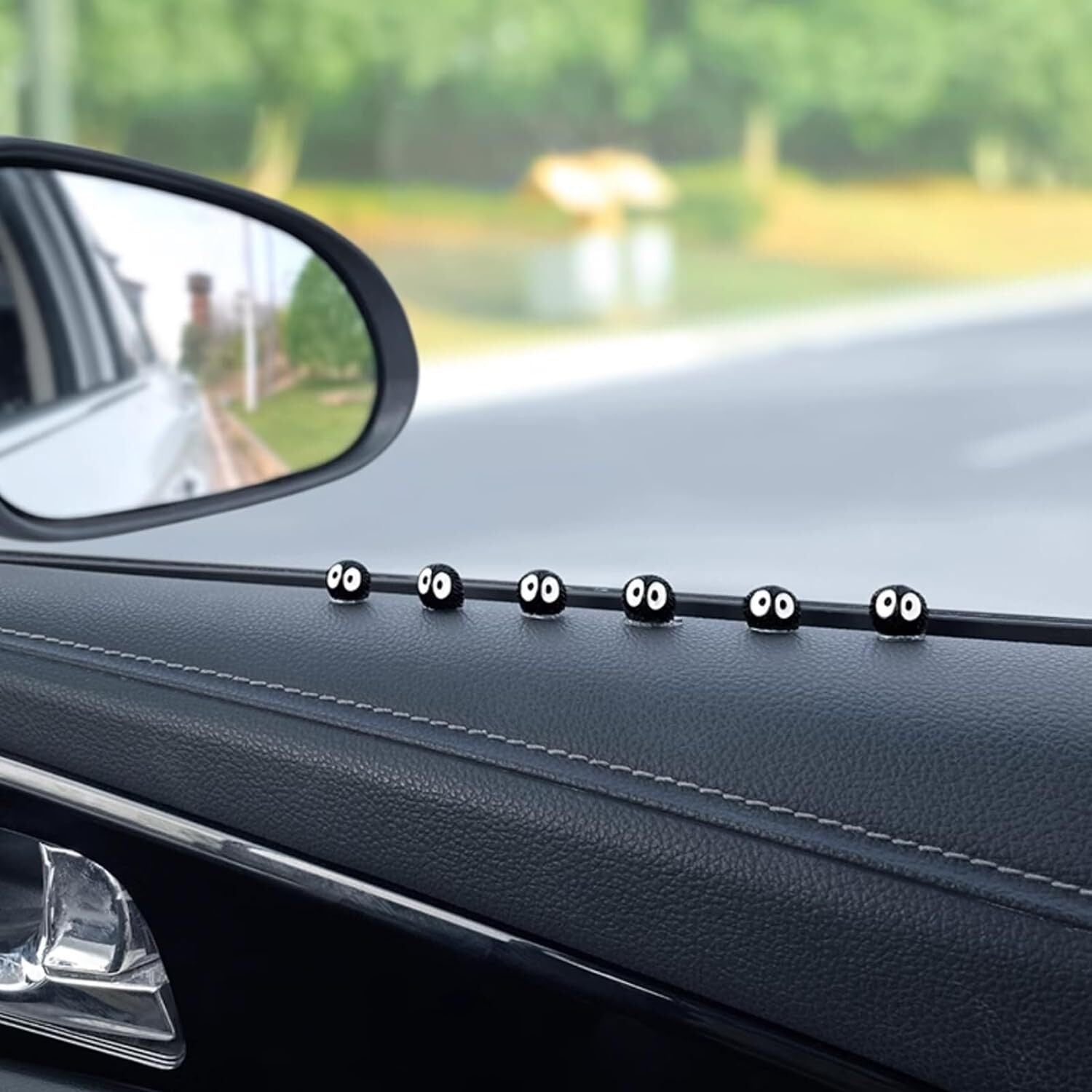 3Pcs Cute Soot Sprites Car Rearview Mirror Accessories Car Interior Decoration
