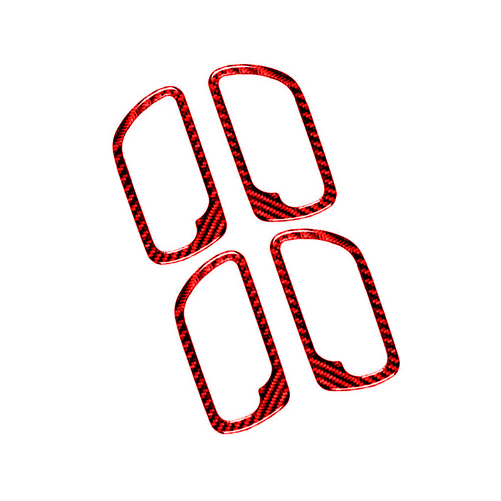4Pcs Red Carbon Fiber Door's Handle Trim Cover for Honda Accord Sedan 2003-2007