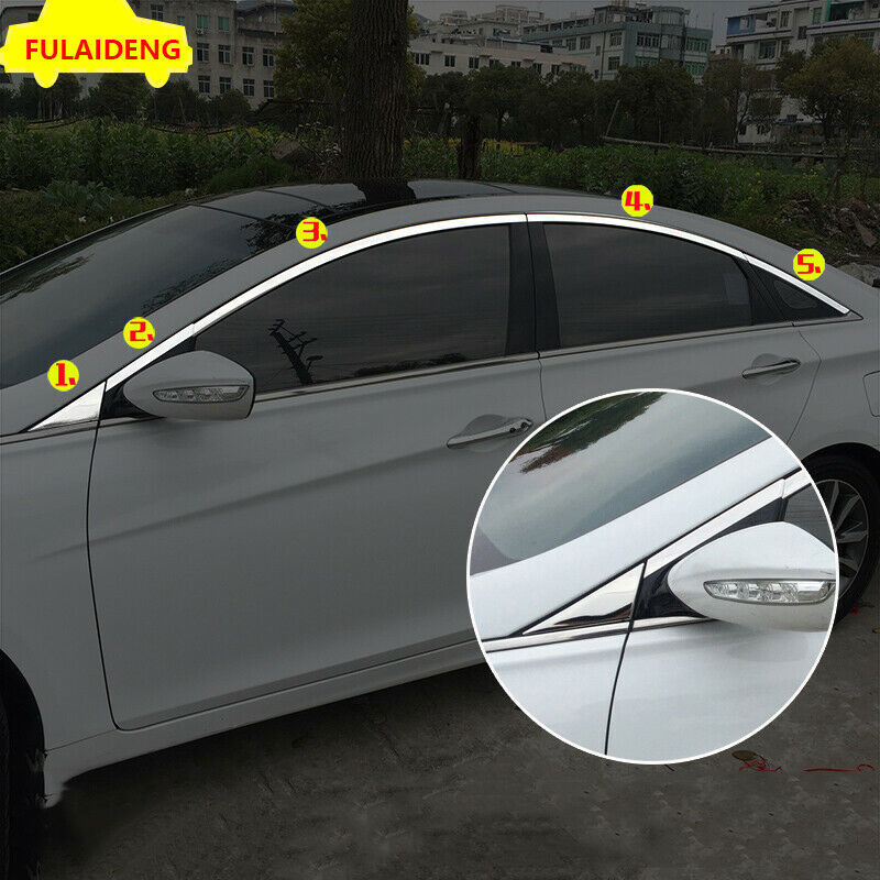 for Hyundai Sonata 8th 2011-2014 Chrome Window Frame Sill Trim Molding Cover 10P