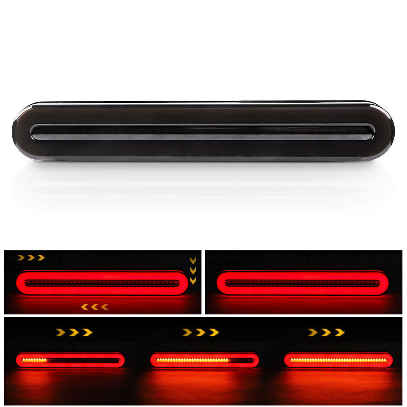 1X LED 9 Motorcycle Flowing Turn Signal Brake DRL Stop Tail Light Bar Amber Red