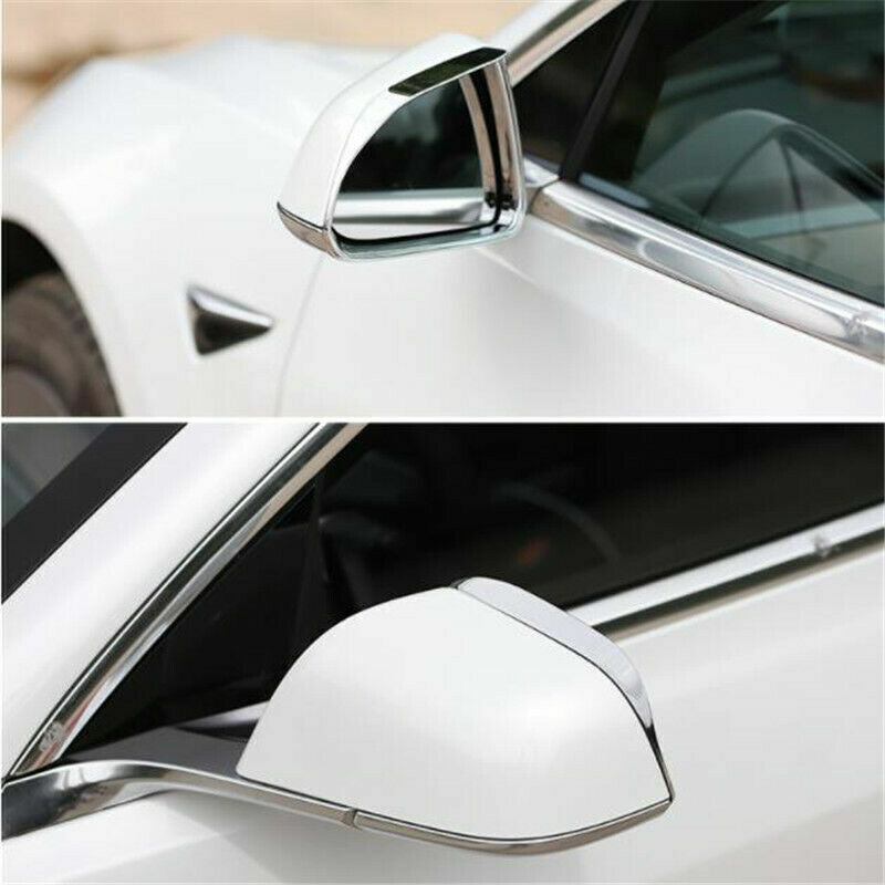 for Tesla for Model Y 2020-2023 ABS Chrome Rear View Mirror Rain Eyebrow Trim Guard