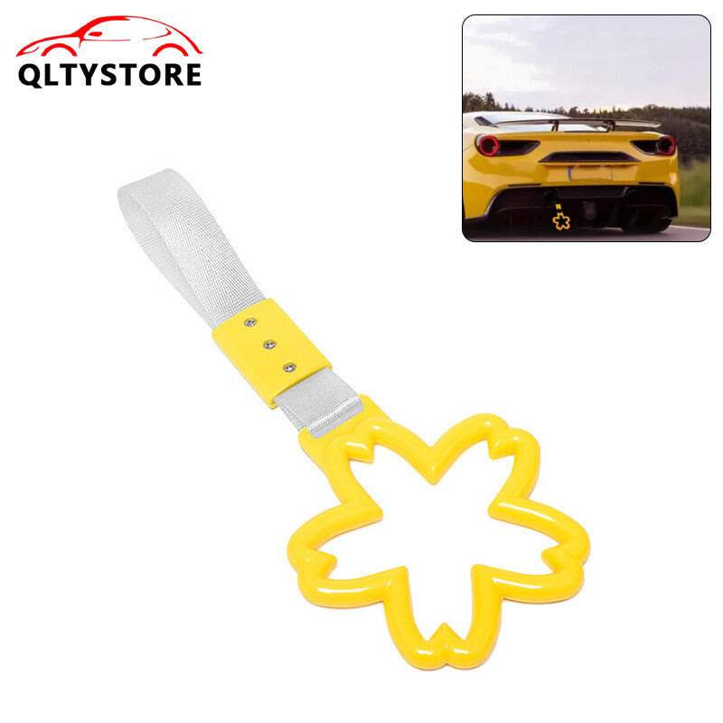 Yellow Car Warning Handle Strap Subway Bus Cherry Blossom Tsurikawa Ring JDM