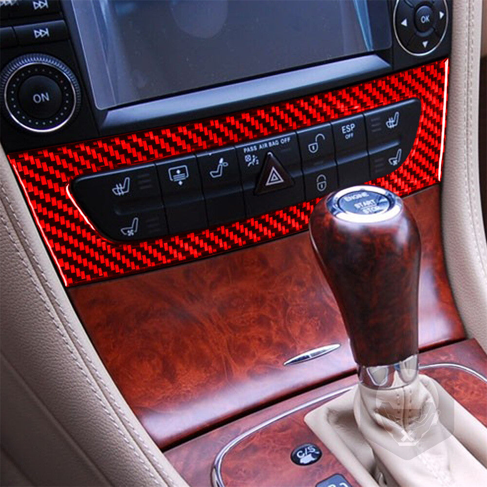 Red Carbon Fiber Central Heating Button Panel Trim for Benz CLS Class C219 04-09