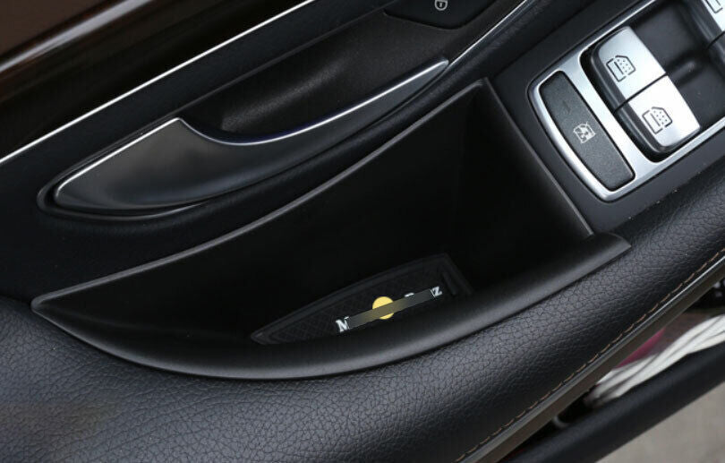 4P Fit for Benz S-Class 2014-2020 Black Car Interior Door Storage Box Cover Trim
