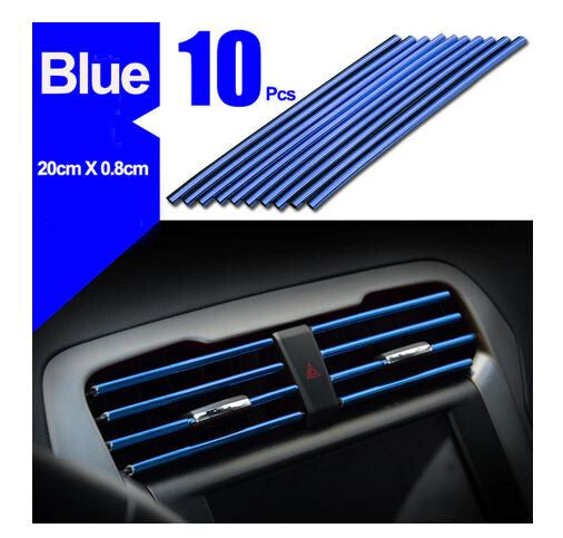 10-Piece Car Air Conditioner Socket Decorative Molded Trim Strips in Blue for Jaguar