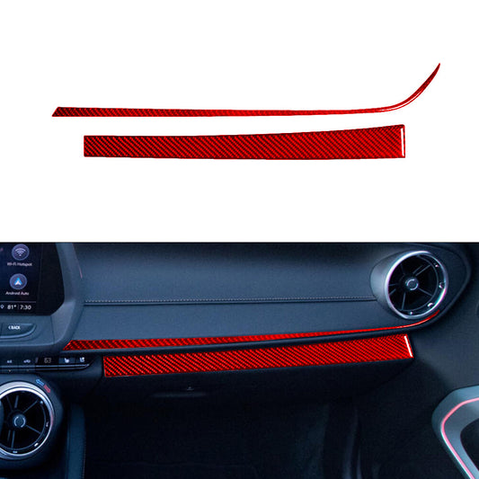 Red Dashboard for Co -pilot Cover Strip Carbon Fiber for Chevrolet Camaro 2016-2018