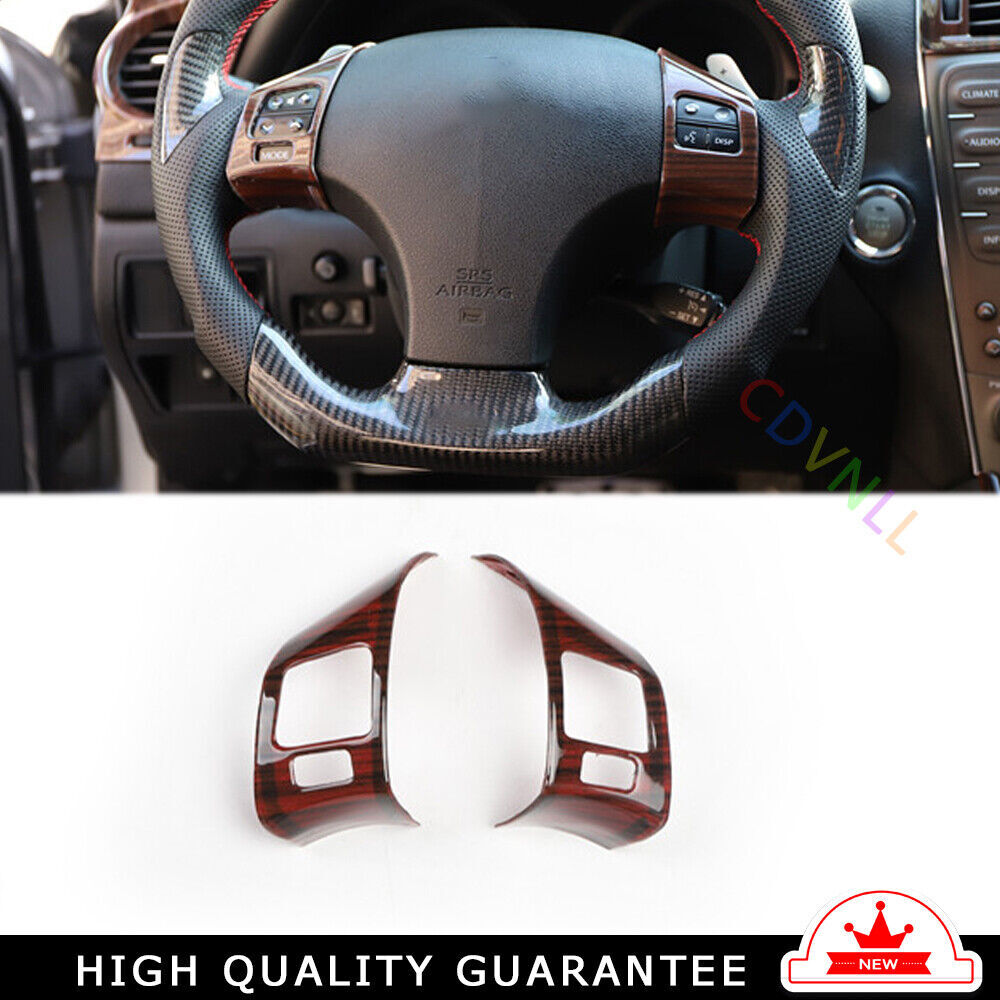 Car Steering Wheel Button Frame Trim Interior Fit for Lexus IS 2006-11 Red Wood