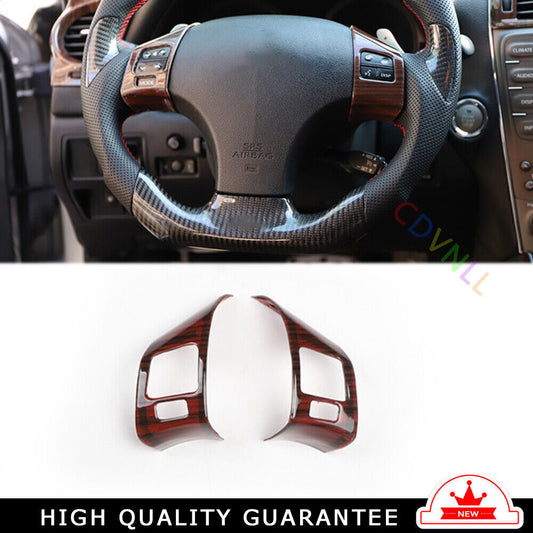 Car Steering Wheel Button Frame Trim Interior Fit for Lexus IS 2006-11 Red Wood