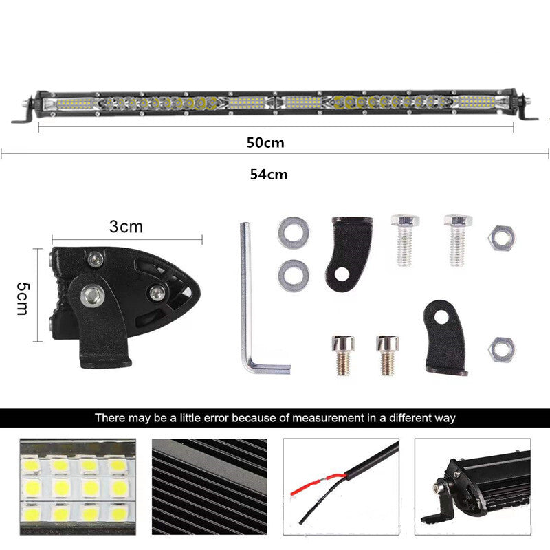 19in Car 40LED Row Flood Spot Combo Bar Driving Waterproof White Led Work Light