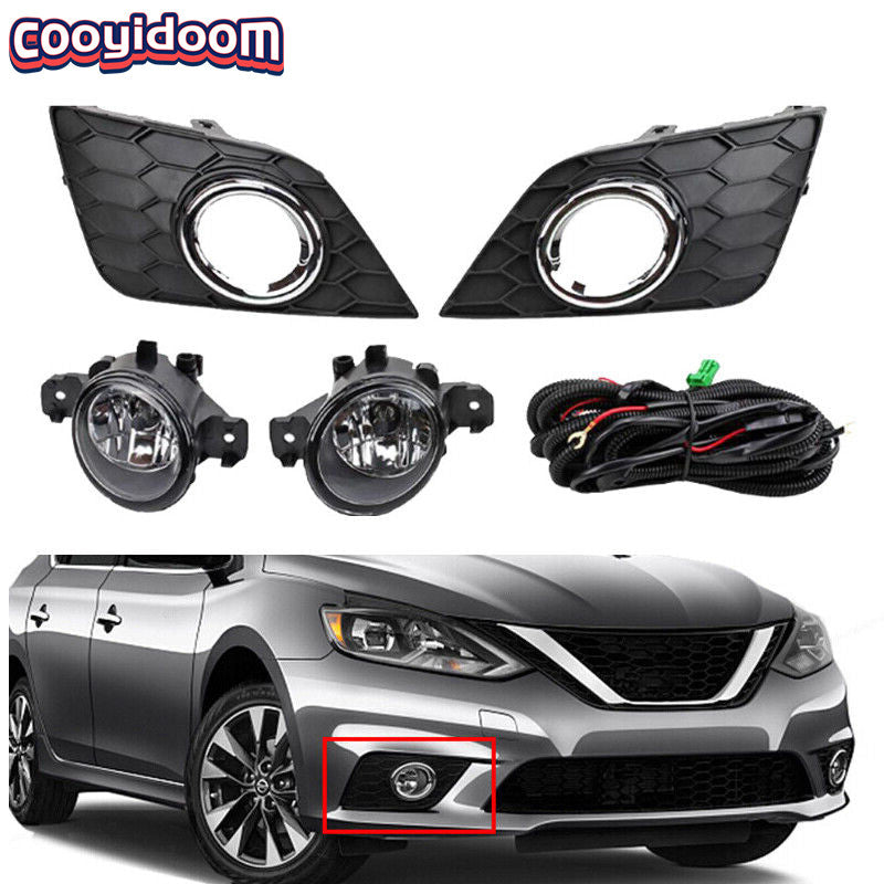 Chrome-plated bezels for the fog lights (left and right) are suitable for Nissan Sentra 2016-2019.