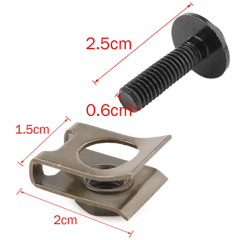 Fit Scooter M6 Body Fairing Bolts Fastener Clips Screw Set BLACK Universal10pcs