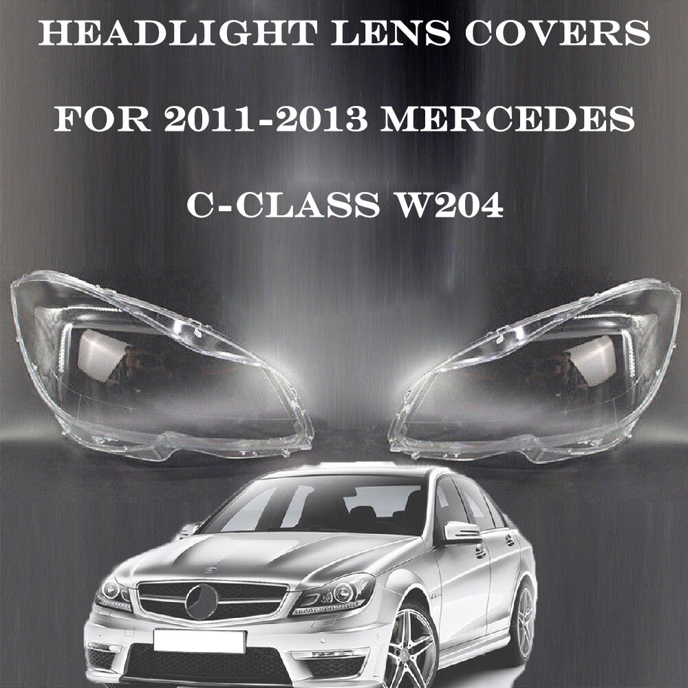 Transparent headlight lens cover LH + right grip for 2011-2013 for Mercedes C-Class W204