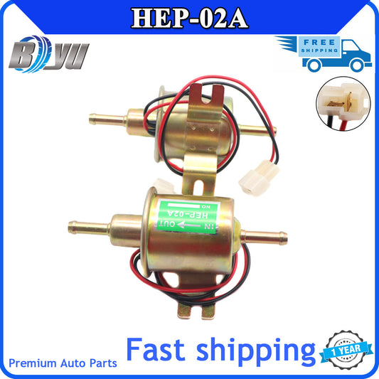 12V HEP-02A Inline Fuel Pump - Electric Low-Pressure Gas/Diesel Fuel Pump
