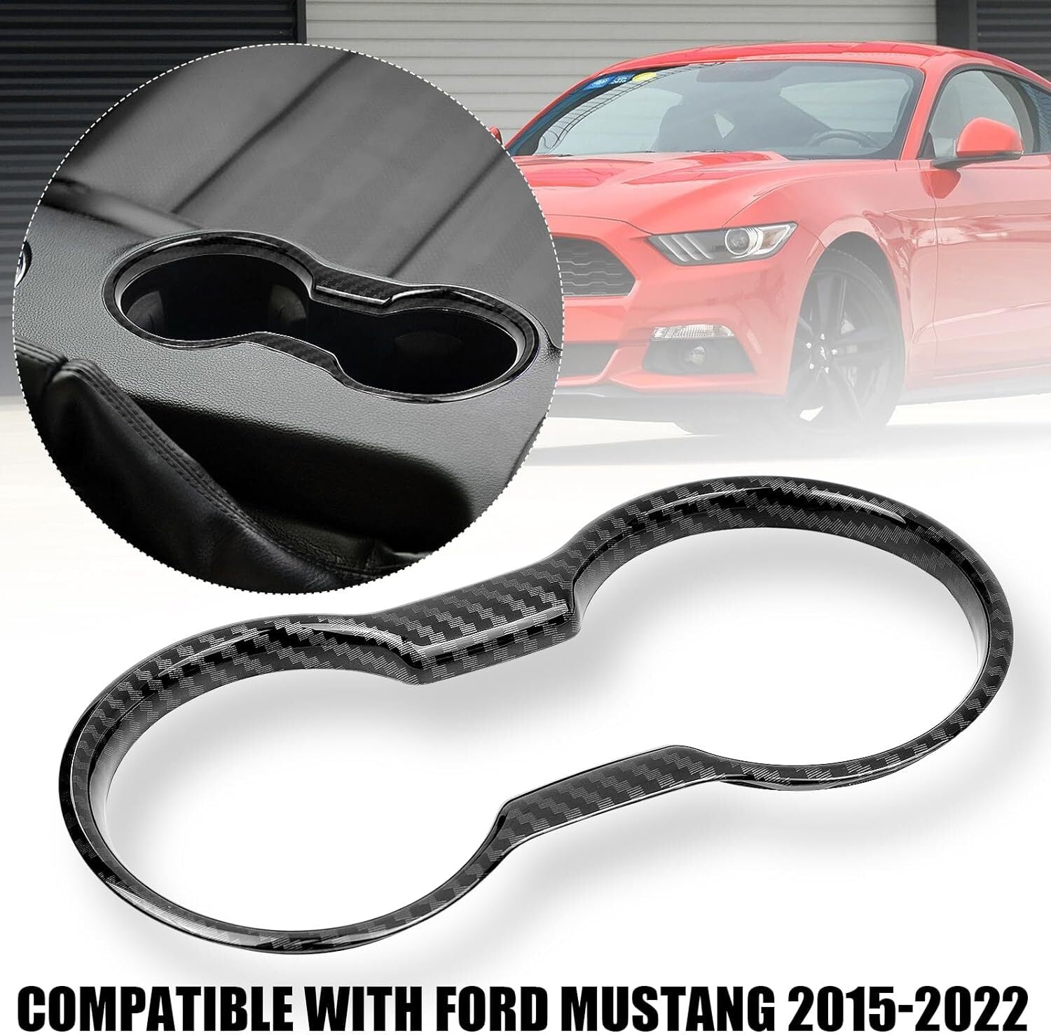 Carbon Fiber Cup Holder Cover Interior Trim Molding for Ford for Mustang 15-2024