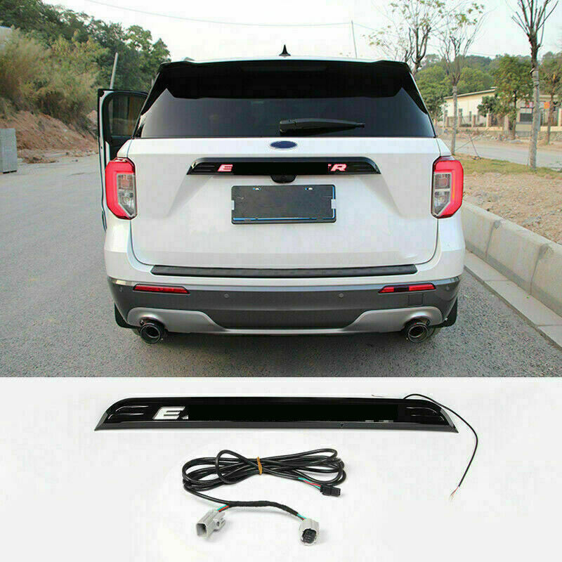 for Ford Explorer 2020-2022 Black W/LED Badge Rear Trunk Tailgate Cover Trim Kit