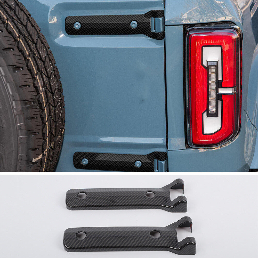 Carbon Fiber ABS Rear Tailgate Hinge Cover Spare Tire Trim for Ford Bronco 2021+
