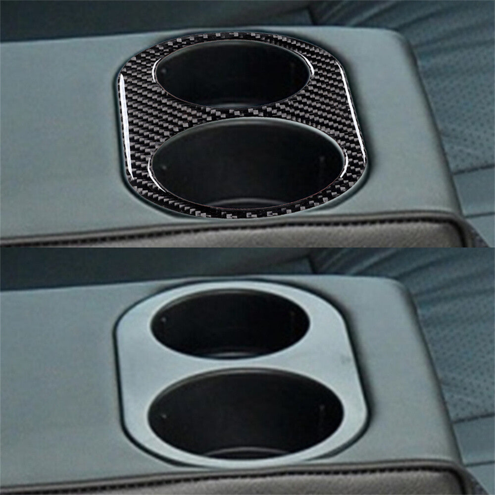 Carbon Fiber Rear Center Water Cup Holder Panel Trim Fit for Jaguar XF 2009-2011