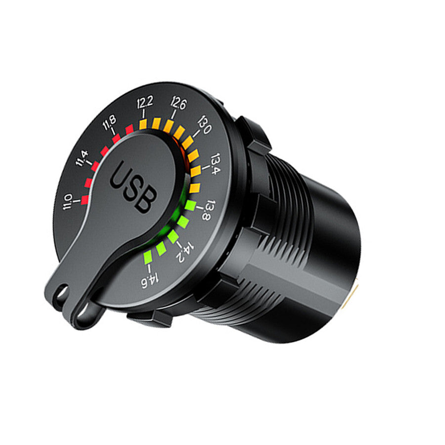 Dual USB Charger Socket Outlet W/ LED Digital Voltmeter Waterproof For Car Boat